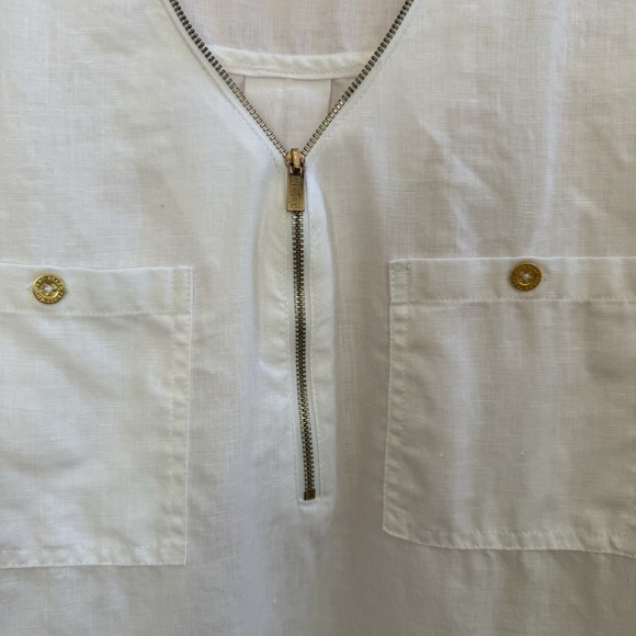 Ellen Tracy womens shirt size XXL 100% linen roll-tab sleeve popover beach - Picture 4 of 13